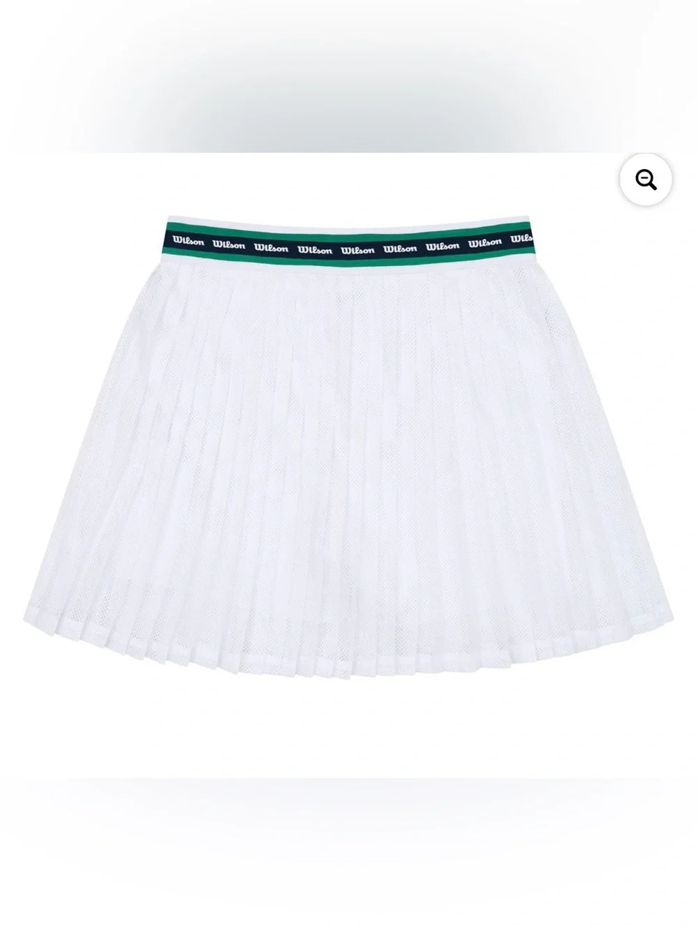 Wilson White Pleated Tennis Skort with Green-Trim Logo Waistband